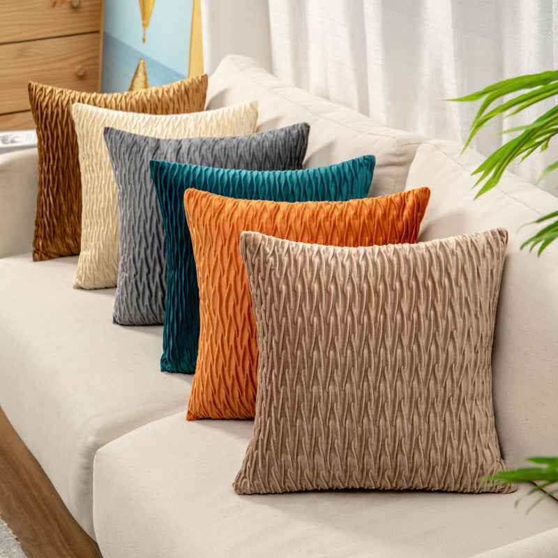 Solid Velvet Pleated Pillowcase Dutch Velvet Sofa Cushion Headrest